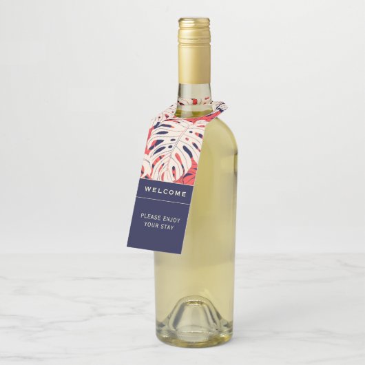 Willkommen | Tropischer Palmblättrig | Mietboot Flaschenanhänger (Angewinkelt)