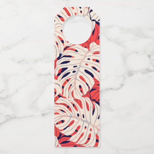 Willkommen | Tropischer Palmblättrig | Mietboot Flaschenanhänger (Rückseite)