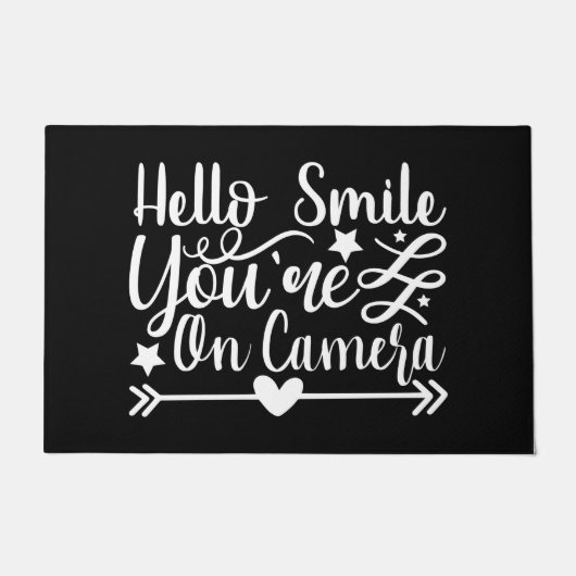 Willkommen Tür Mat Hallo Lächeln Sie sind auf der  Fußmatte (Vorderseite)