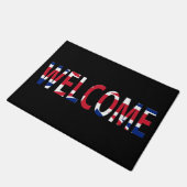 Willkommen überlagert auf der "Union Jack Flag"-Eb Fußmatte (Schrägansicht)