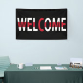 Willkommen überlagert auf England Flag (h) bnrt Banner (Messeveranstaltung)