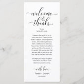 Willkommen und Dank für die Platzierungskarte Programm (Vorderseite)