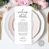 Willkommen und Dank für die Platzierungskarte Programm