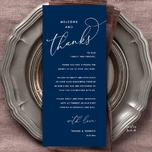 Willkommen und Danke, Hochzeitsdinner Dankeskarten Programm