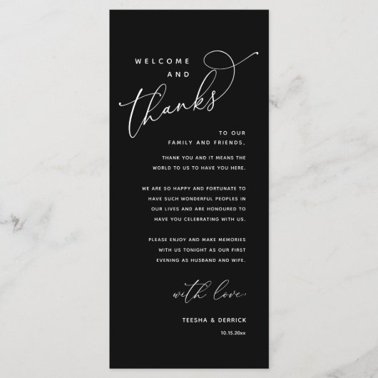 Willkommen und Danke, Platzierung Einstellungen Da Programm (Vorderseite)