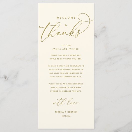 Willkommen und Danke, Platzierung Einstellungen Da Programm (Vorderseite)