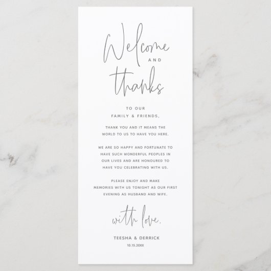 Willkommen und Danke, Platzierung Einstellungen Da Programm (Vorderseite)