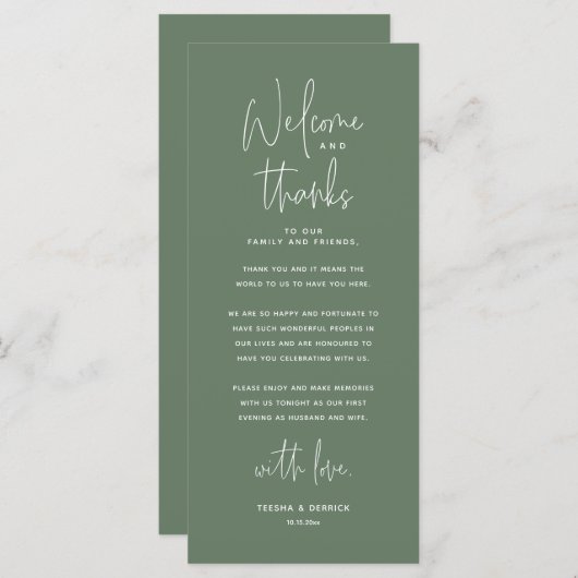 Willkommen und Danke, Platzierung Einstellungen Da Programm (Vorne/Hinten)