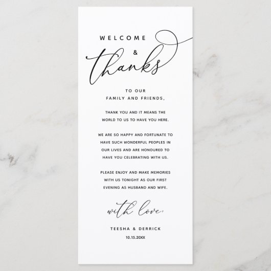 Willkommen und Danke, Platzierung Einstellungen Da Programm (Vorderseite)