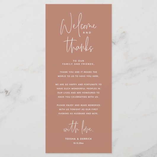 Willkommen und Danke, Platzierung Einstellungen Da Programm (Vorderseite)