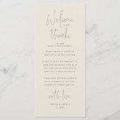 Willkommen und Danke, Platzierung Einstellungen Da Programm (Vorderseite)