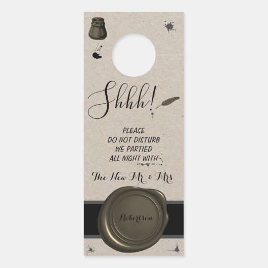 Willkommen und nicht stören Pen & Inkwell Türanhänger (Rückseite)