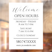 Willkommen und offene Stunden in Schwarz und Weiß Fensteraufkleber (Blatt 2)