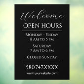 Willkommen und offene Stunden in Schwarz und Weiß Fensteraufkleber (Blatt 3)