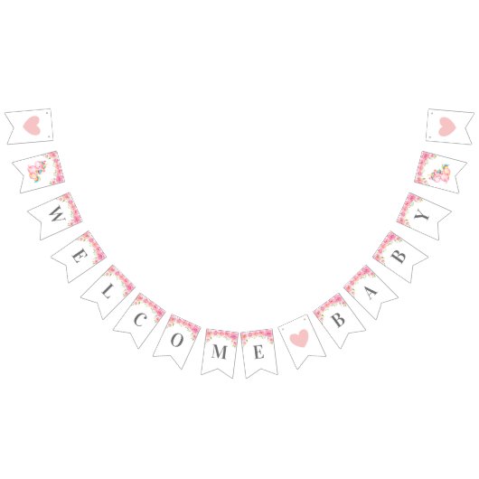 Willkommen Unicorn Animal Pink Girl Peony Baby Dus Wimpelkette (Alle)