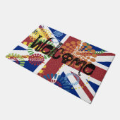 Willkommen Union Jack British Skull Dots Color Fußmatte (Schrägansicht)