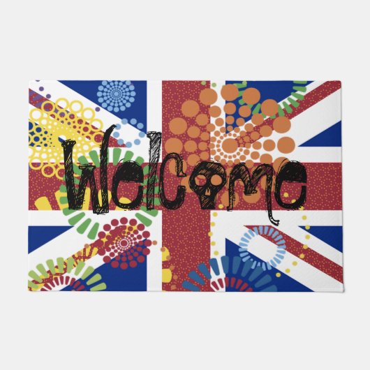 Willkommen Union Jack British Skull Dots Color Fußmatte (Vorderseite)