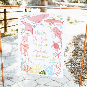 Willkommen unter den Meermädchen am 1. Geburtstag Poster