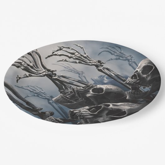 Willkommen Untotes Zombie Skeleton Beängstigend Sp Pappteller (Schrägansicht)