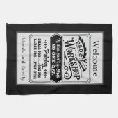 Willkommen Vaters Garage Freunde und Familie Geschirrtuch (Horizontal)