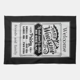 Willkommen Vaters Garage Freunde und Familie Geschirrtuch