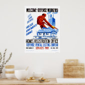 Willkommen Verteidigungsarbeiter 1941 WPA Poster (Küche)
