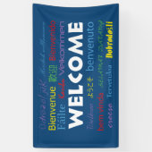 Willkommen viele Sprachen farbenfrohe Typografie B Banner (Vertikal)