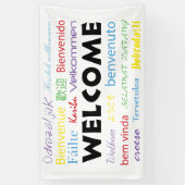 Willkommen viele Sprachen farbenfrohe Typografie W Banner (Vertikal)