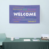 Willkommen Viele Sprachen Typografie Periwinkle Bl Banner (Messeveranstaltung)