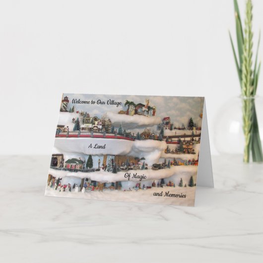 Willkommen Village Weihnachtskarte Feiertagskarte (Vorderseite)