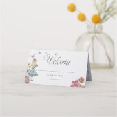 Willkommen | Vintage Alice im Wunderland Mairytale Platzkarte (Vorderseite)