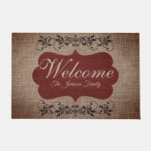 Willkommen Vintager Burlap mit dem dunkelroten Lab Fußmatte (Vorderseite)