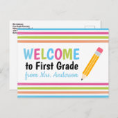 Willkommen vom Lehrer zurück zur Schule Postkarte (Vorne/Hinten)