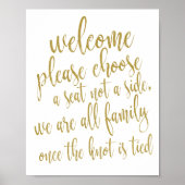 Willkommen Wählen Sie einen Platz, kein Side Gold Poster (Vorne)