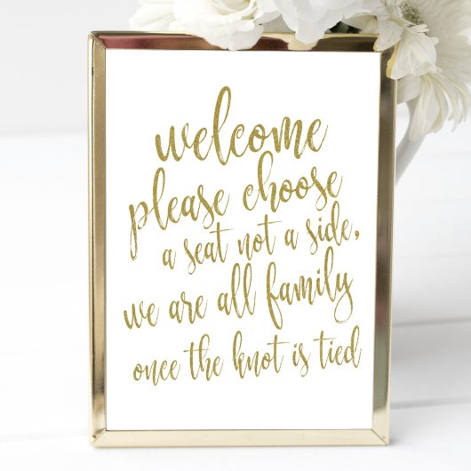 Willkommen Wählen Sie einen Platz, kein Side Gold Poster