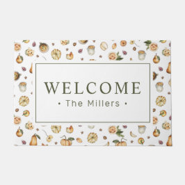Willkommen Wasserfarbe Pumpkins Muster Namen Fußmatte