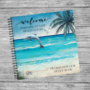 Willkommen Watercolor Beach House Dolphin Guest Notizblock