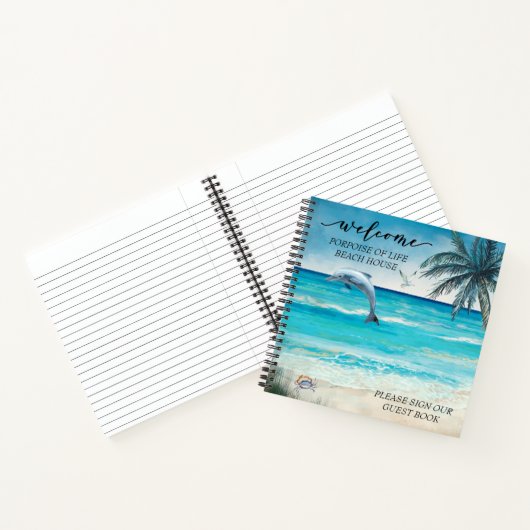 Willkommen Watercolor Beach House Dolphin Guest Notizblock (Innenseite)