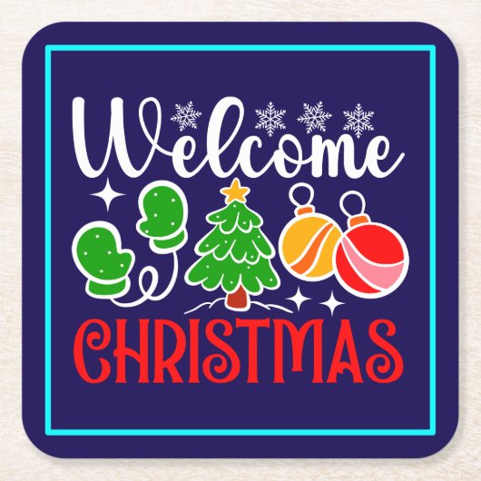 Willkommen Weihnachten Rechteckiger Pappuntersetzer (Vorderseite)