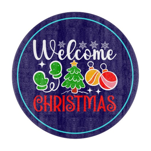 Willkommen Weihnachten Schneidebrett (Vorderseite)