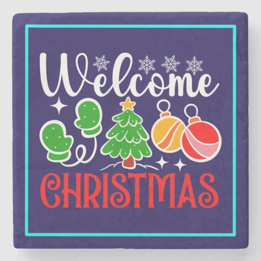Willkommen Weihnachten Steinuntersetzer (Vorderseite)