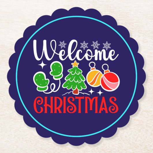 Willkommen Weihnachten Untersetzer (Vorderseite)
