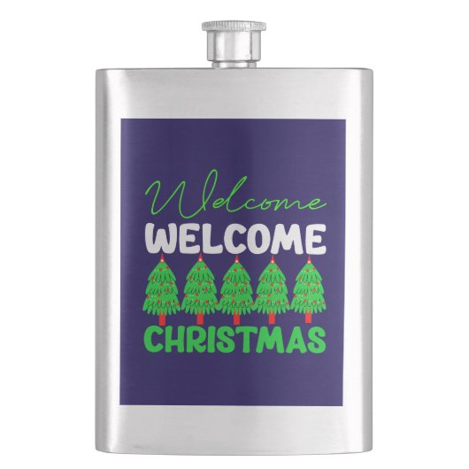 Willkommen Weihnachtsbaum Feiertagsdesign-85600 Flachmann (Vorderseite)