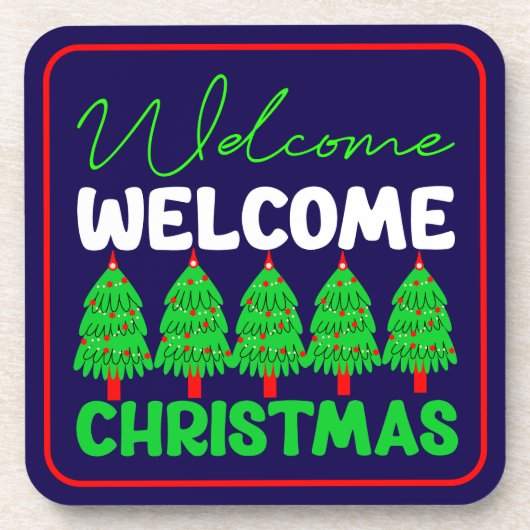 Willkommen Weihnachtsbaum Feiertagsdesign-85600 Getränkeuntersetzer (Vorderseite)