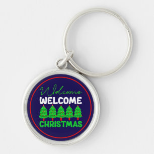 Willkommen Weihnachtsbaum Feiertagsdesign-85600 Schlüsselanhänger