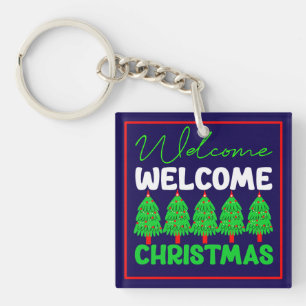 Willkommen Weihnachtsbaum Feiertagsdesign-85600 Schlüsselanhänger