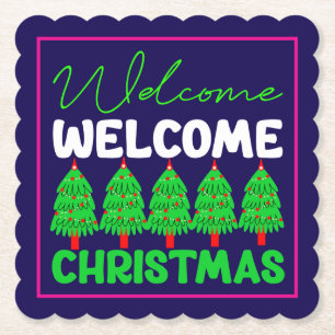 Willkommen Weihnachtsbaum Feiertagsdesign-85600 Untersetzer