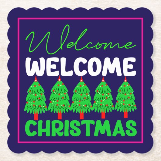 Willkommen Weihnachtsbaum Feiertagsdesign-85600 Untersetzer (Vorderseite)