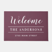 Willkommen Weinroter Personalisierter Name Fußmatte (Vorderseite)