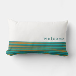 Willkommen | Weiße Aquamarine und orangefarbene St Kissen Für Draußen